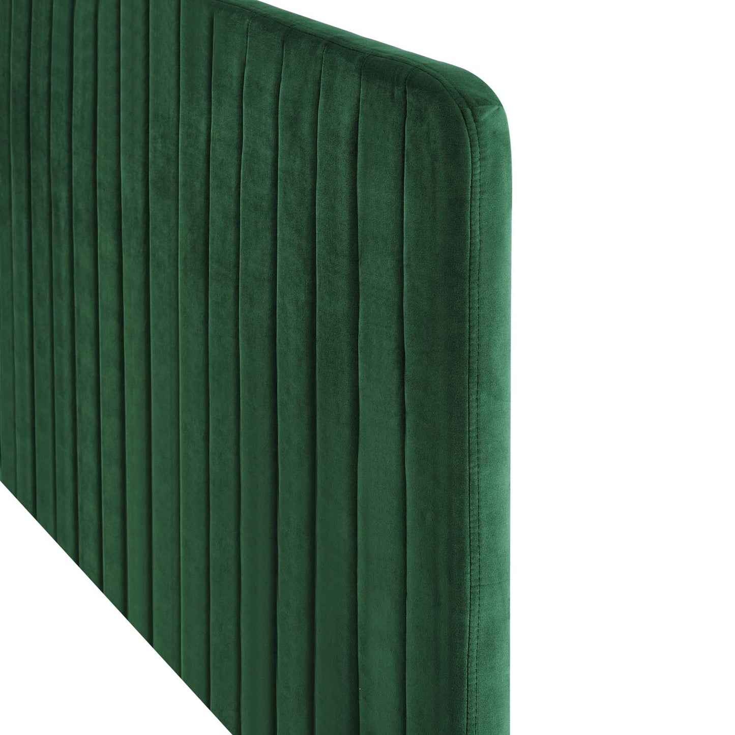 Milenna Channel Tufted Performance Velvet Twin Headboard, Velvet, Green, 22071