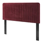 Milenna Channel Tufted Performance Velvet Twin Headboard, Velvet, Red, 22073