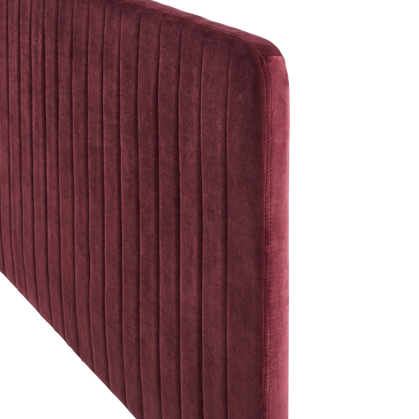 Milenna Channel Tufted Performance Velvet Twin Headboard, Velvet, Red, 22073