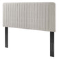 Milenna Channel Tufted Upholstered Fabric Twin Headboard, Fabric, Oatmeal, 22077