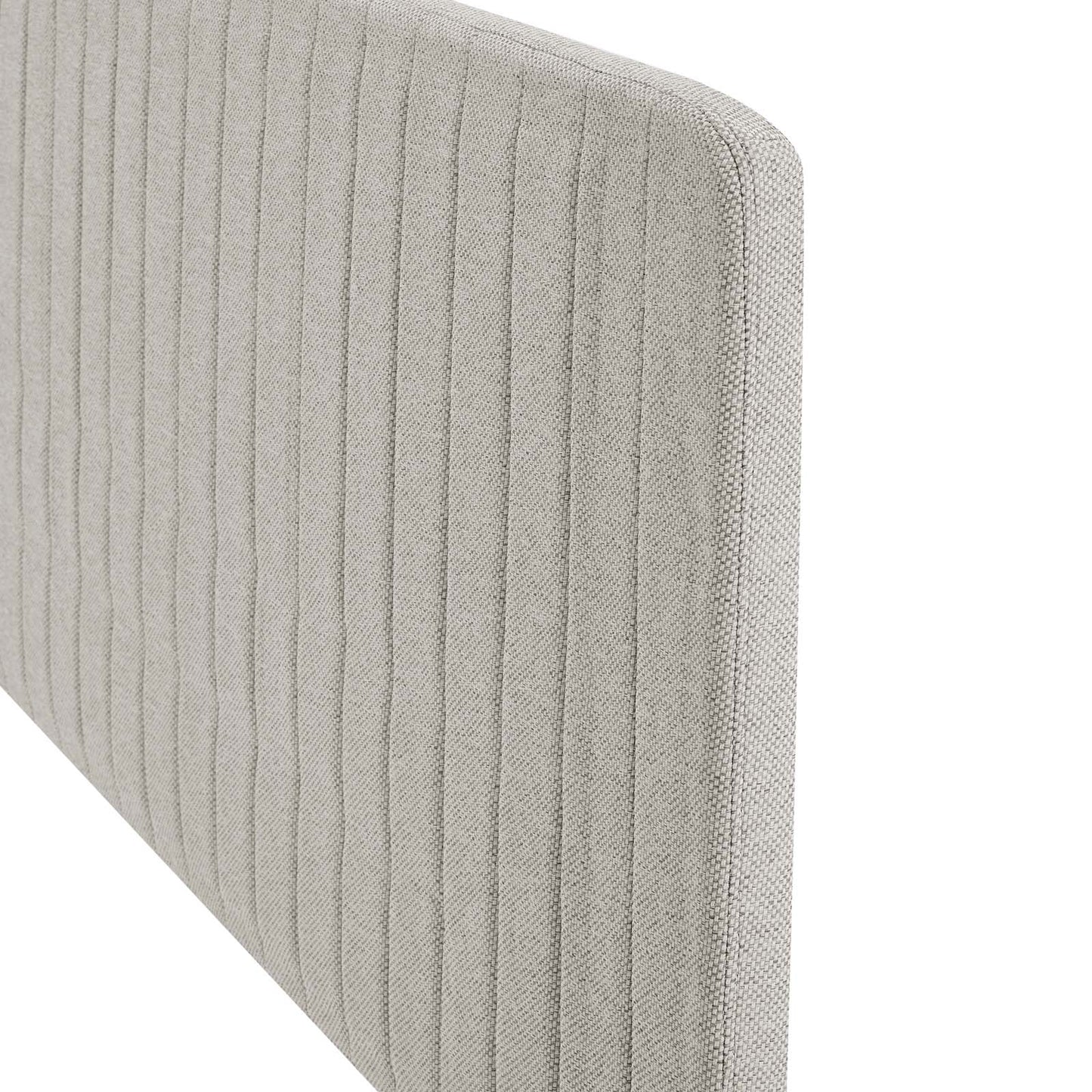 Milenna Channel Tufted Upholstered Fabric Twin Headboard, Fabric, Oatmeal, 22077
