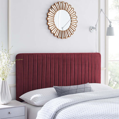 Milenna Channel Tufted Performance Velvet Full/Queen Headboard, Velvet, Red, 22082