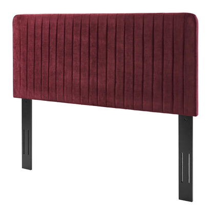Milenna Channel Tufted Performance Velvet Full/Queen Headboard, Velvet, Red, 22082