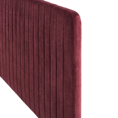 Milenna Channel Tufted Performance Velvet Full/Queen Headboard, Velvet, Red, 22082