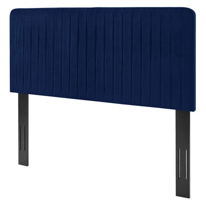 Milenna Channel Tufted Performance Velvet Full/Queen Headboard, Velvet, Blue Navy, 22083