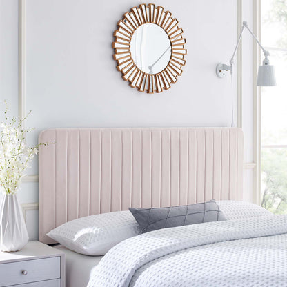 Milenna Channel Tufted Performance Velvet Full/Queen Headboard, Velvet, Pink, 22084