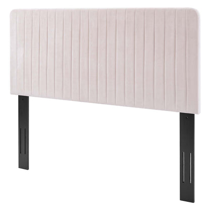 Milenna Channel Tufted Performance Velvet Full/Queen Headboard, Velvet, Pink, 22084