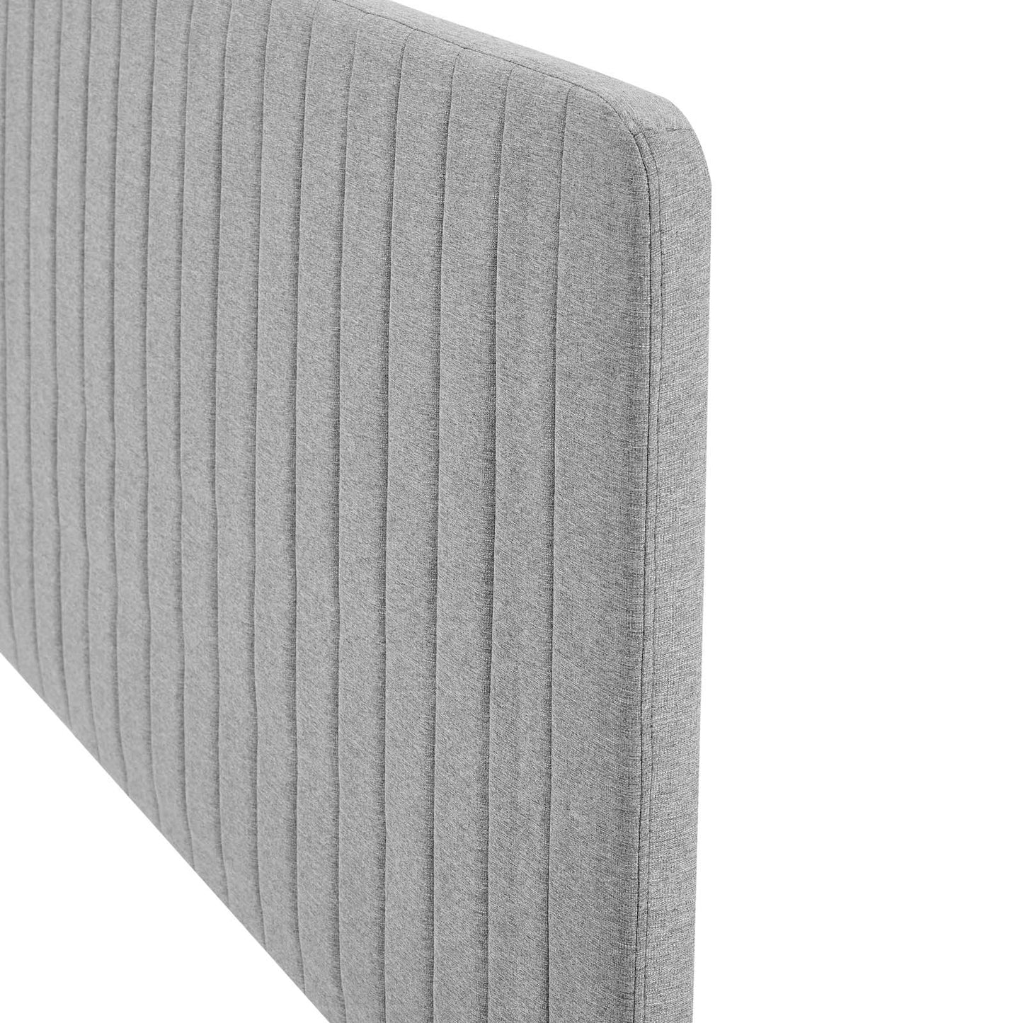 Milenna Channel Tufted Upholstered Fabric Full/Queen Headboard, Fabric, Light Grey Gray, 22085