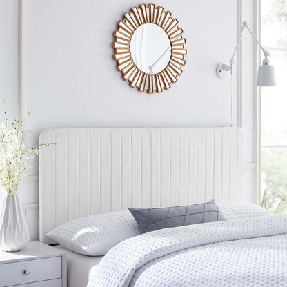 Milenna Channel Tufted Upholstered Fabric Full/Queen Headboard, Fabric, White, 22088