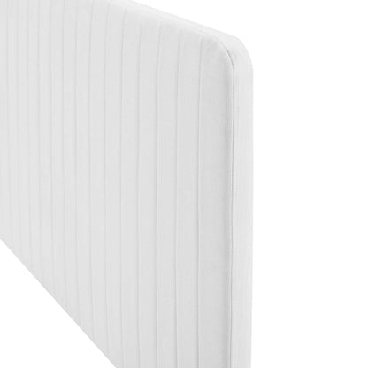 Milenna Channel Tufted Upholstered Fabric Full/Queen Headboard, Fabric, White, 22088