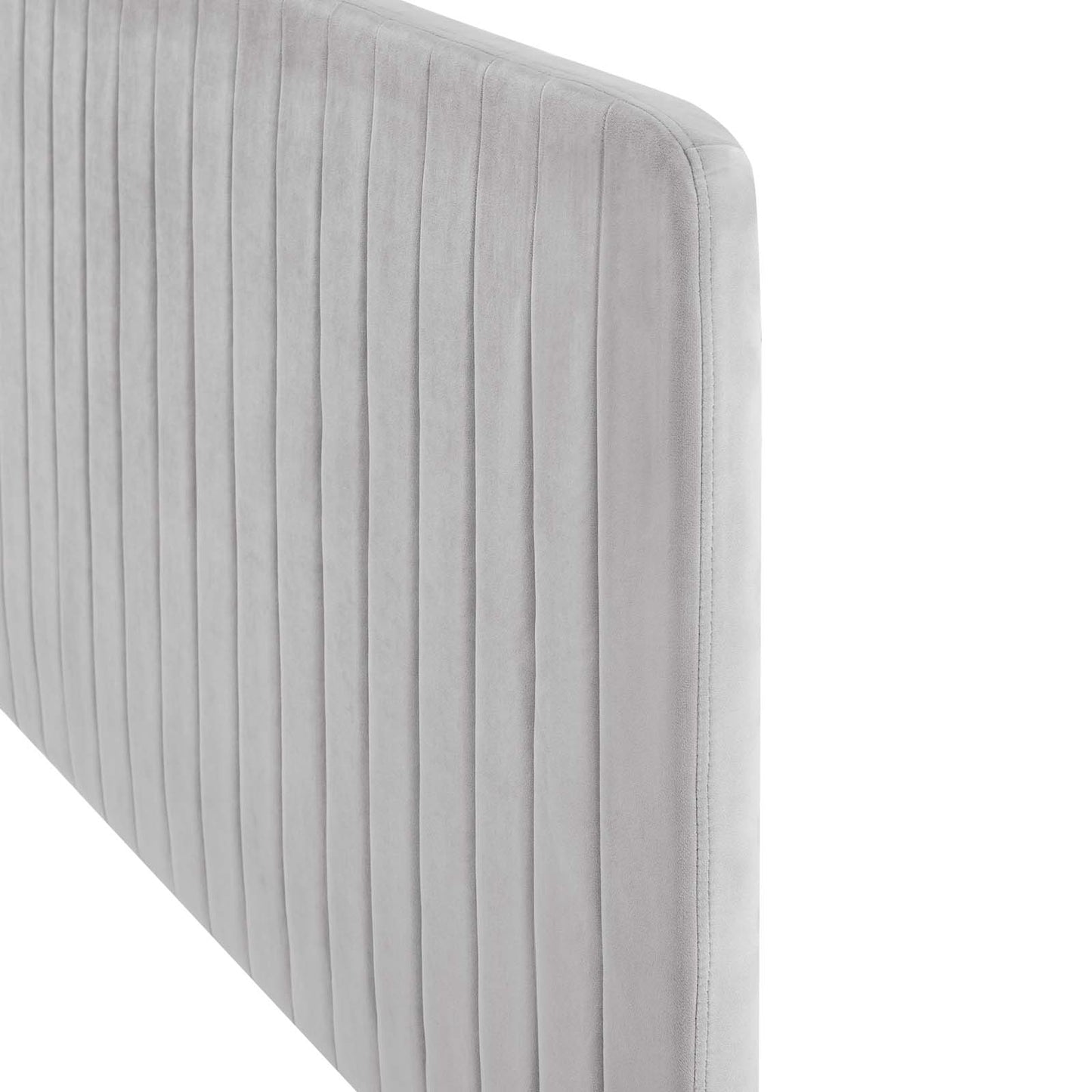 Milenna Channel Tufted Performance Velvet King/California King Headboard, Velvet, Light Grey Gray, 22090