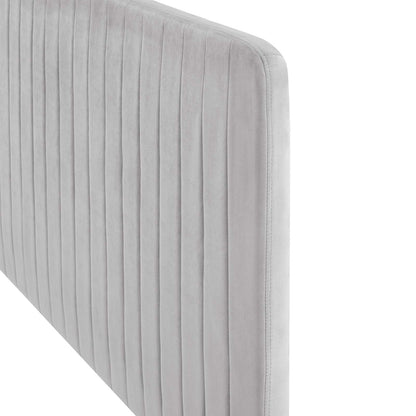 Milenna Channel Tufted Performance Velvet King/California King Headboard, Velvet, Light Grey Gray, 22090