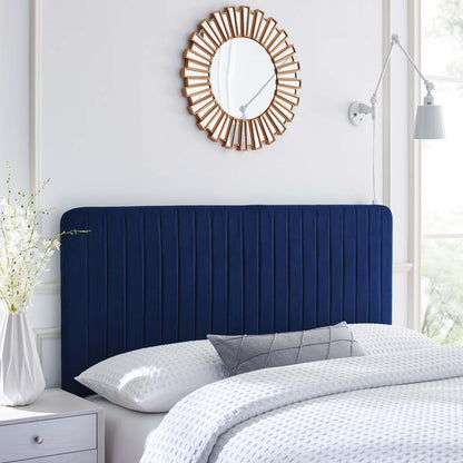 Milenna Channel Tufted Performance Velvet King/California King Headboard, Velvet, Blue Navy, 22092