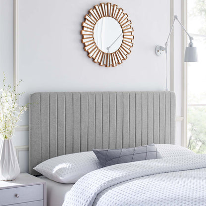 Milenna Channel Tufted Upholstered Fabric King/California King Headboard, Fabric, Light Grey Gray, 22094