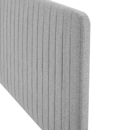 Milenna Channel Tufted Upholstered Fabric King/California King Headboard, Fabric, Light Grey Gray, 22094