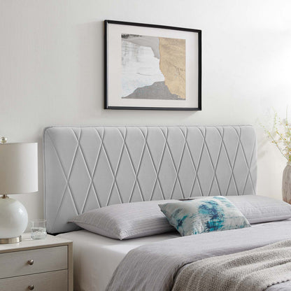 Leila Performance Velvet Twin Headboard, Velvet, Light Grey Gray, 22100