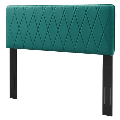 Leila Performance Velvet Twin Headboard, Velvet, Teal Blue, 22104