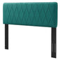 Leila Performance Velvet Twin Headboard, Velvet, Teal Blue, 22104