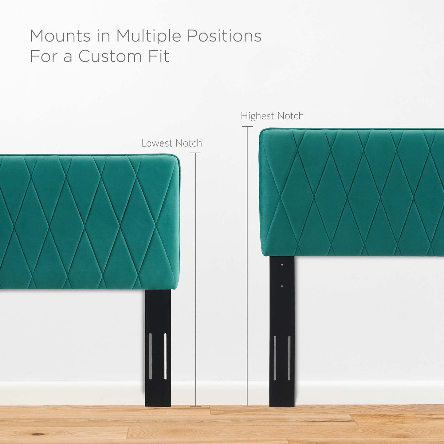 Leila Performance Velvet Twin Headboard, Velvet, Teal Blue, 22104