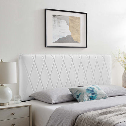 Leila Performance Velvet Twin Headboard, Velvet, White, 22105