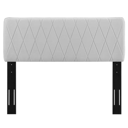 Leila Performance Velvet Full/Queen Headboard, Velvet, Light Grey Gray, 22108