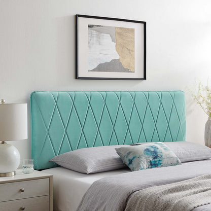 Leila Performance Velvet Full/Queen Headboard, Velvet, Blue, 22109