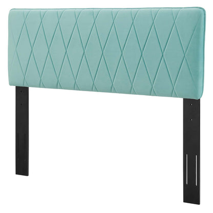 Leila Performance Velvet King/California King Headboard, Velvet, Blue, 22117