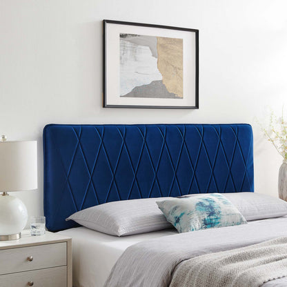Leila Performance Velvet King/California King Headboard, Velvet, Blue Navy, 22118