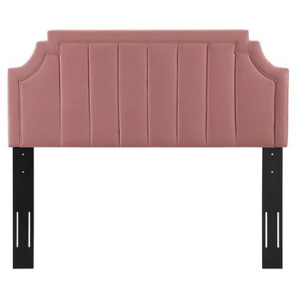 Alyona Channel Tufted Performance Velvet Twin Headboard, Velvet, Pink, 22123