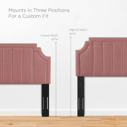 Alyona Channel Tufted Performance Velvet Twin Headboard, Velvet, Pink, 22123
