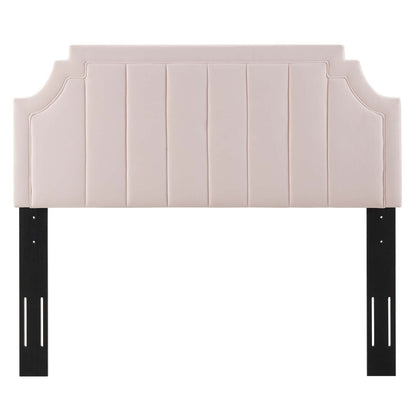 Alyona Channel Tufted Performance Velvet Twin Headboard, Velvet, Pink, 22127