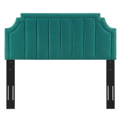 Alyona Channel Tufted Performance Velvet Twin Headboard, Velvet, Teal Blue, 22128