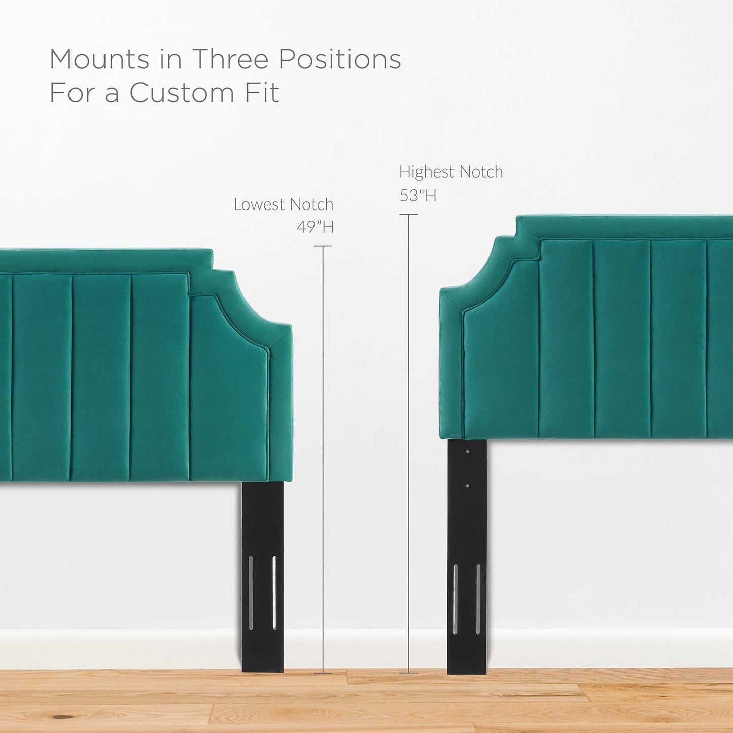 Alyona Channel Tufted Performance Velvet Twin Headboard, Velvet, Teal Blue, 22128