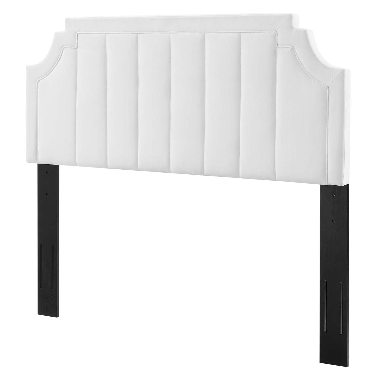 Alyona Channel Tufted Performance Velvet Twin Headboard, Velvet, White, 22129