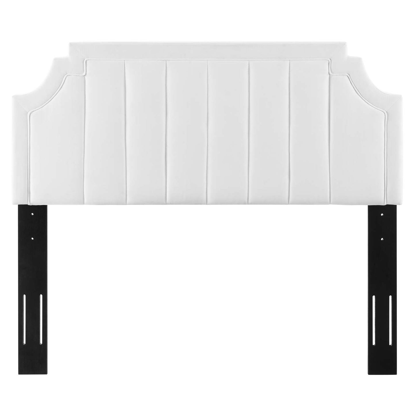 Alyona Channel Tufted Performance Velvet Twin Headboard, Velvet, White, 22129