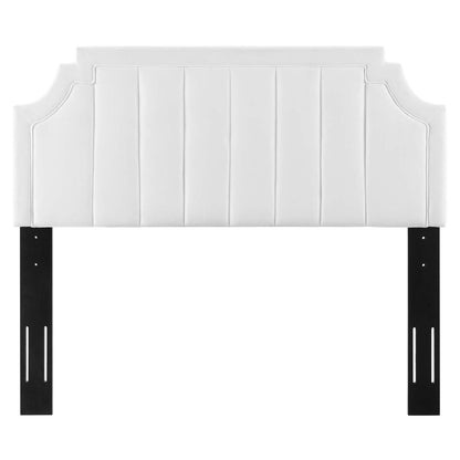 Alyona Channel Tufted Performance Velvet Twin Headboard, Velvet, White, 22129