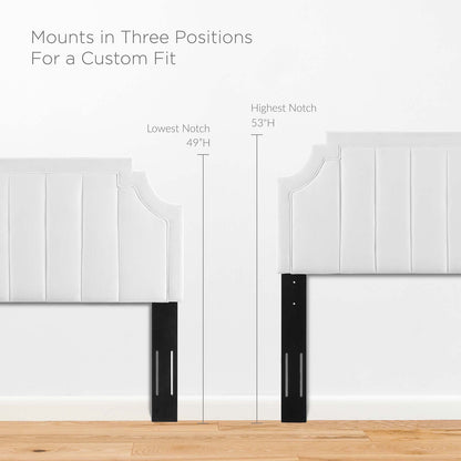 Alyona Channel Tufted Performance Velvet Twin Headboard, Velvet, White, 22129
