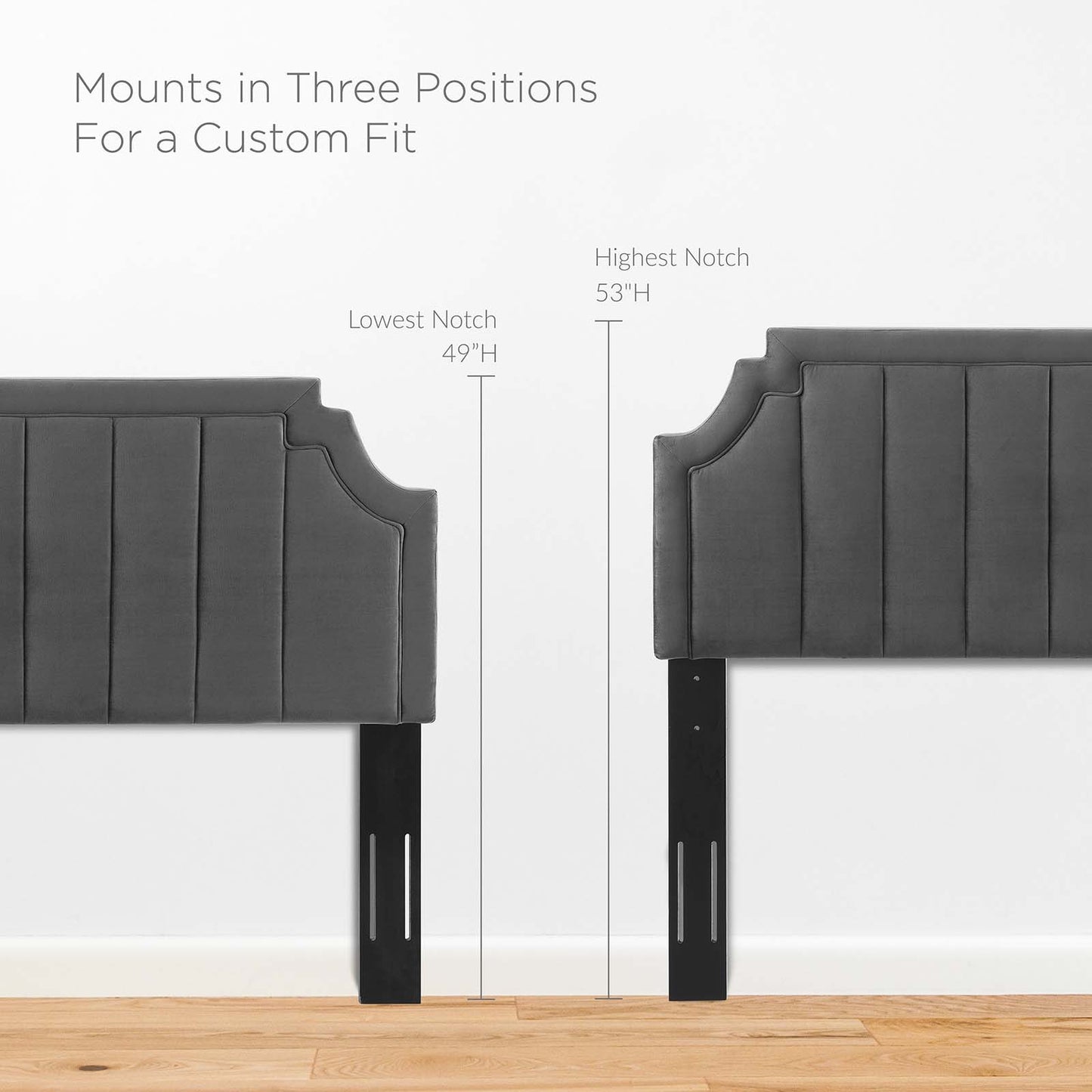 Alyona Channel Tufted Performance Velvet Full/Queen Headboard, Velvet, Dark Grey Gray, 22130