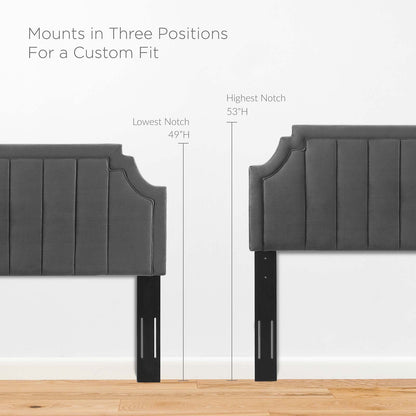 Alyona Channel Tufted Performance Velvet Full/Queen Headboard, Velvet, Dark Grey Gray, 22130