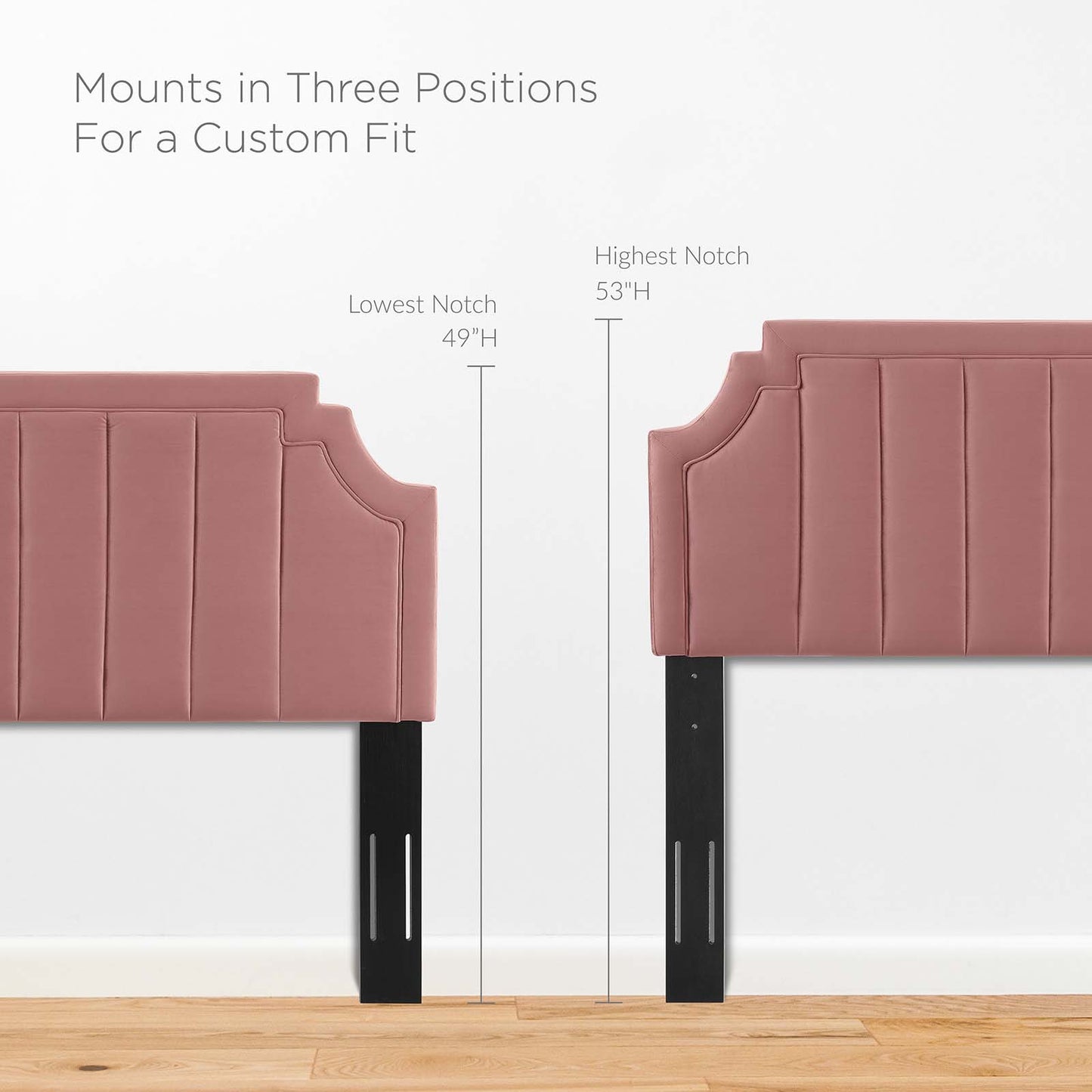 Alyona Channel Tufted Performance Velvet Full/Queen Headboard, Velvet, Pink, 22131