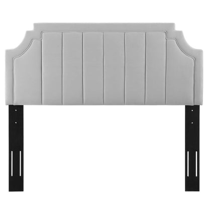 Alyona Channel Tufted Performance Velvet Full/Queen Headboard, Velvet, Light Grey Gray, 22132