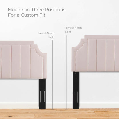 Alyona Channel Tufted Performance Velvet Full/Queen Headboard, Velvet, Pink, 22135