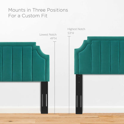 Alyona Channel Tufted Performance Velvet Full/Queen Headboard, Velvet, Teal Blue, 22136