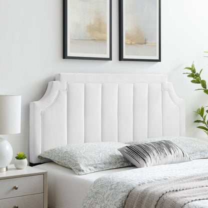 Alyona Channel Tufted Performance Velvet Full/Queen Headboard, Velvet, White, 22137