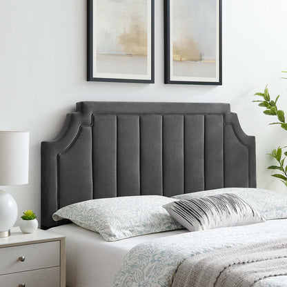 Alyona Channel Tufted Performance Velvet King/California, Velvet, Dark Grey Gray, 22138