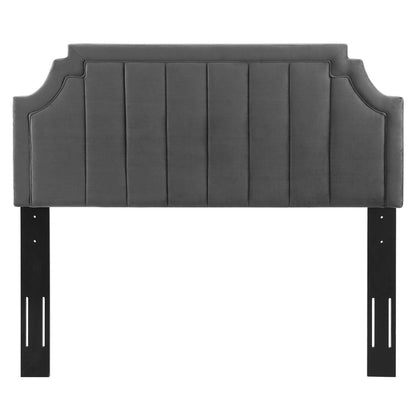Alyona Channel Tufted Performance Velvet King/California, Velvet, Dark Grey Gray, 22138