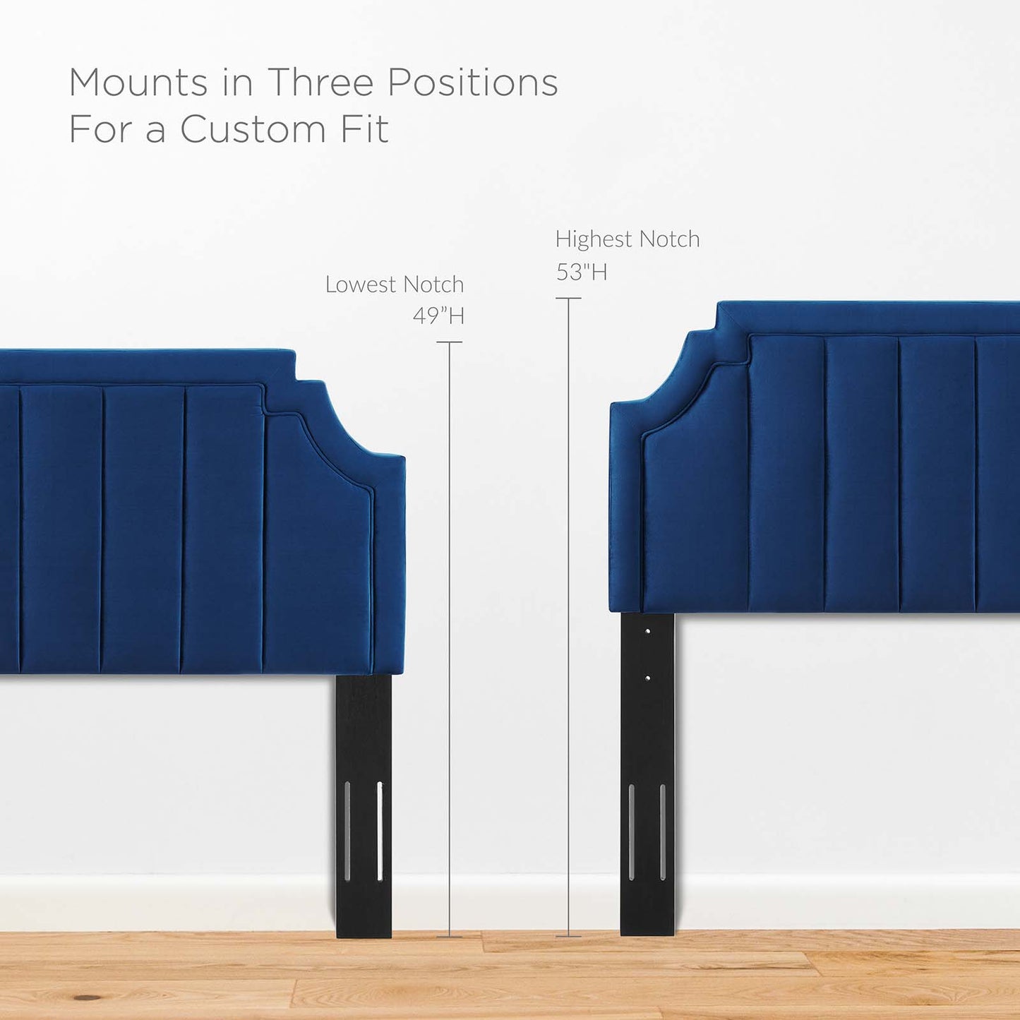 Alyona Channel Tufted Performance Velvet King/California, Velvet, Blue Navy, 22142