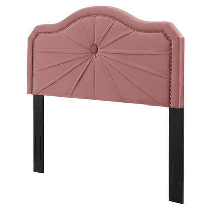 Kristin Pleated Performance Velvet Twin Headboard, Velvet, Pink, 22147