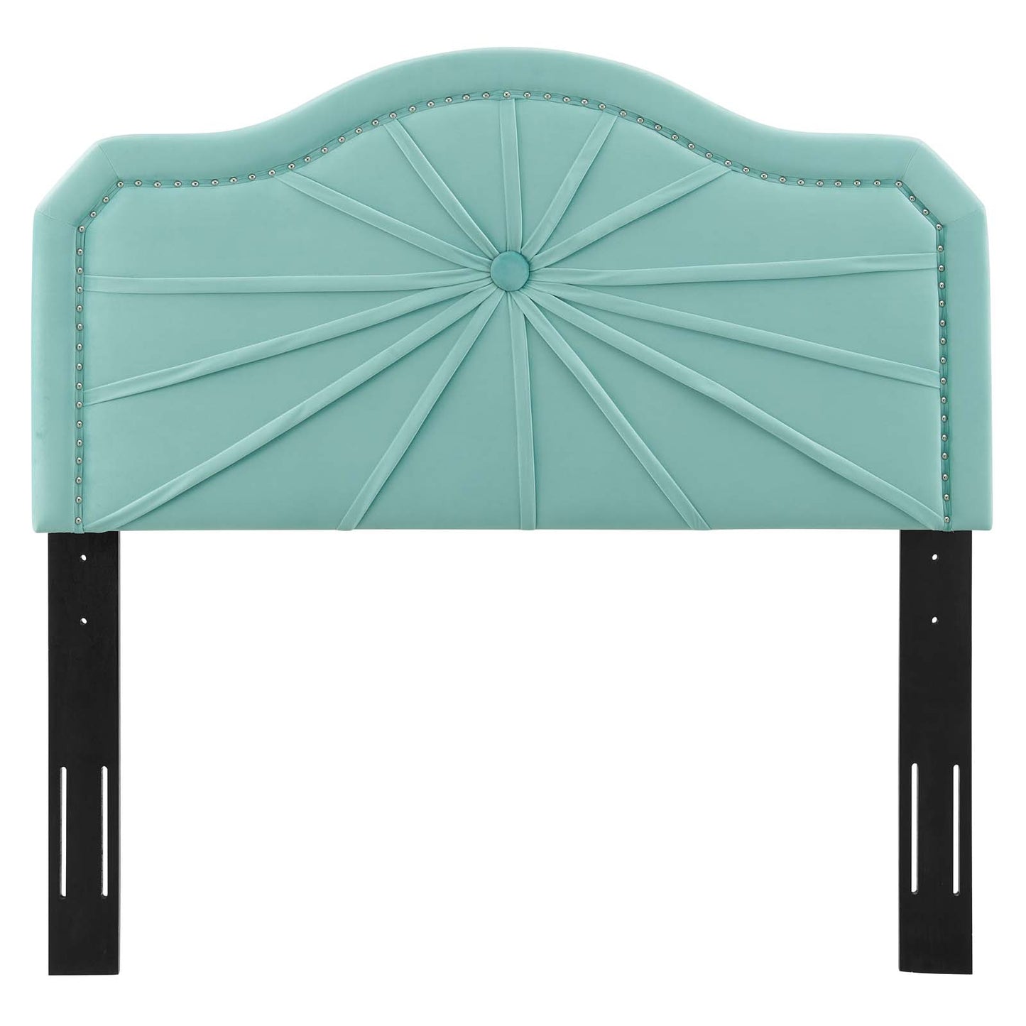 Kristin Pleated Performance Velvet Twin Headboard, Velvet, Blue, 22149