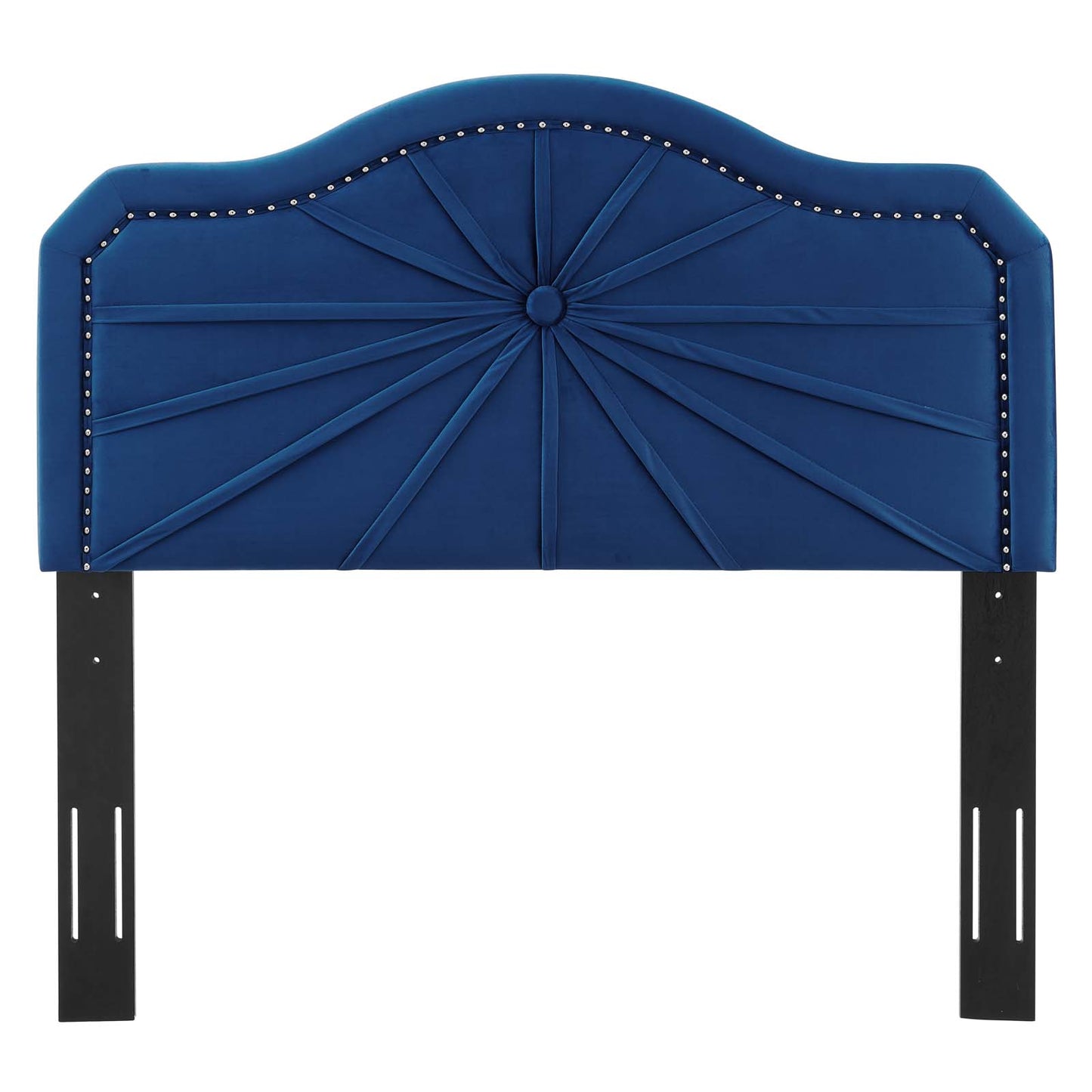 Kristin Pleated Performance Velvet Twin Headboard, Velvet, Blue Navy, 22150